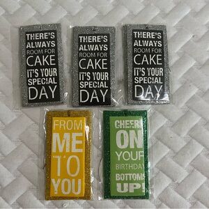 NWT Gift Tags Lot of 5 Glitter Backround 3pc per pack Punch Studios Birthday